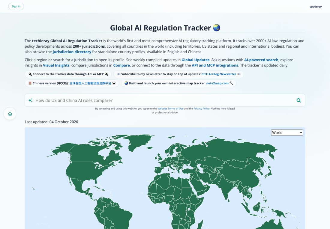 The tracker’s world map and search bar
